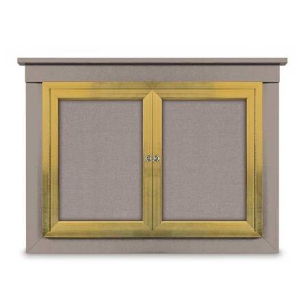United Visual Products 36"x36" 1-Door Enclosed Letterboard, Header, Blue Vinyl/Walnut UV2623HD-WALNUT-BARBLU